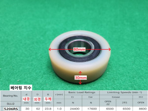 초25988/ 일본산 미사용 베어링 바퀴 로울러 고속 이중열 베어링 더블 복열 앵귤러 볼베어링 우레탄 바퀴부분 탈색 있음 베어링만 탈거해서 사용가능