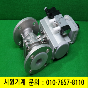 주50051/미사용공압식후렌치자동밸브/스텐레스밸브/볼밸브/50A-10KSCS13/DFPD-80-RP-90-RD-F0507